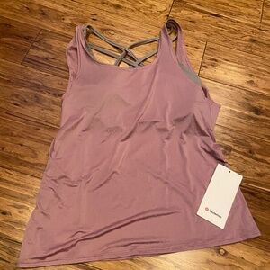 lululemon reenergized 2 in 1 tank size 8 brand new with tags mauve grey colors